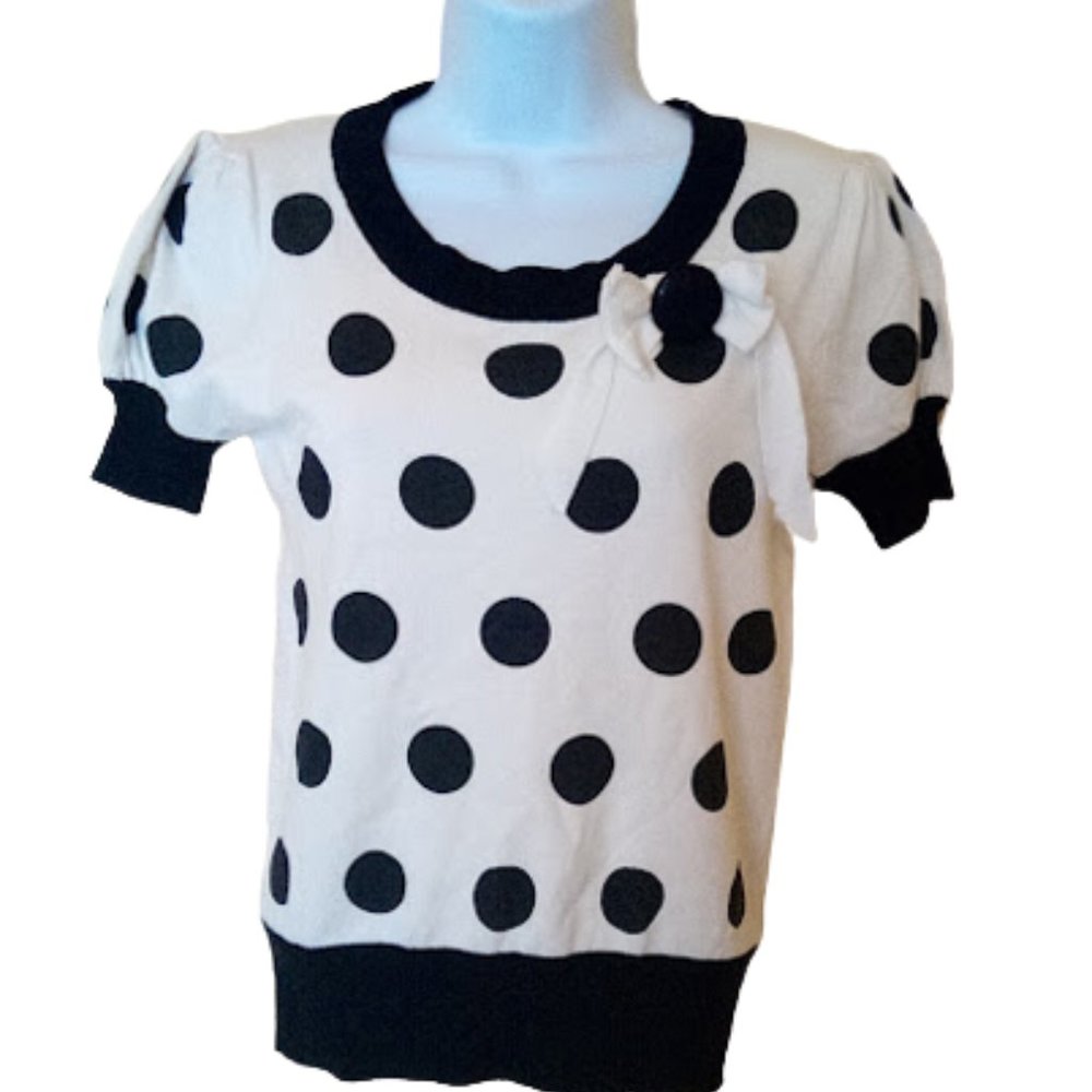 White Black Polka Dot Sweater Size 5 NEW NWT